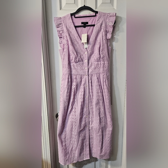 NWT J.Crew Lavender Eyelet Dress - Picture 2 of 9